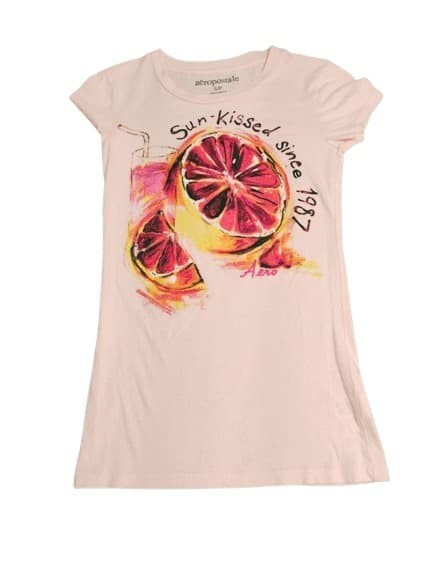 Aeropostale T-Shirt Sun kiss Since 1987 Women White Pink Black Yellow Cotton Tee