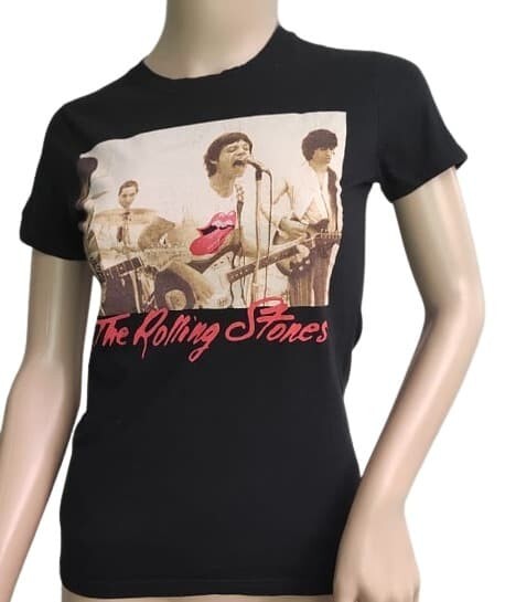 T-Shirt The Rolling Stones Crew Neck Black Tee Top S/M