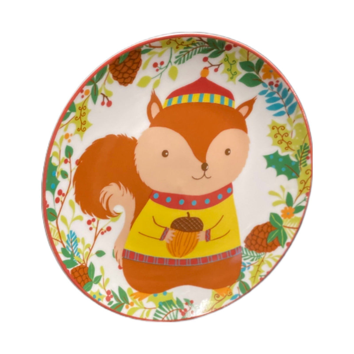 222 Fifth CHRISTMAS FRIENDS Appetizer/Dessert Plate Owl Ceramic Dish  6 3/8" D