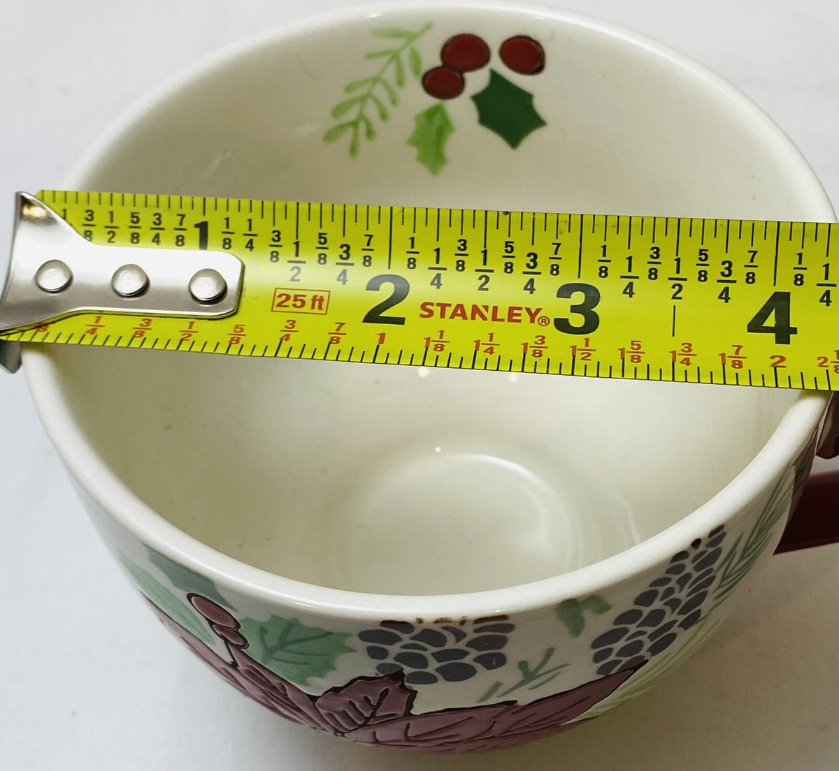 Dutch Wax Footed Cup Coastline Imports Hand Painted Poinsettia Holly Berries