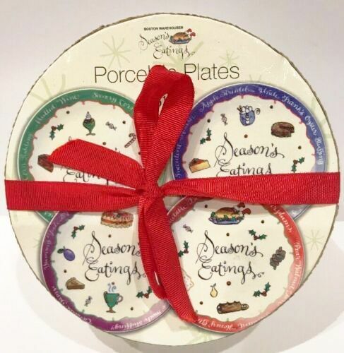 JILL SEALE 4 Dessert Plates Season's Eatings Collection Boston Warehouse 2004