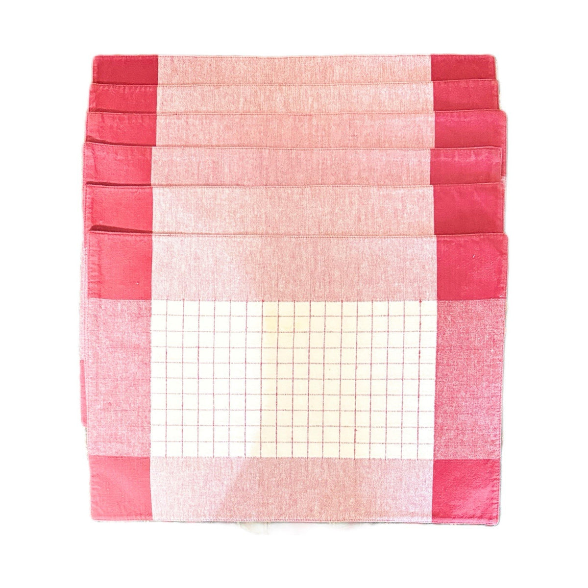 Retro Red Checkered Cotton Placemats Set of 6 – Mid-Century Farmhouse Style