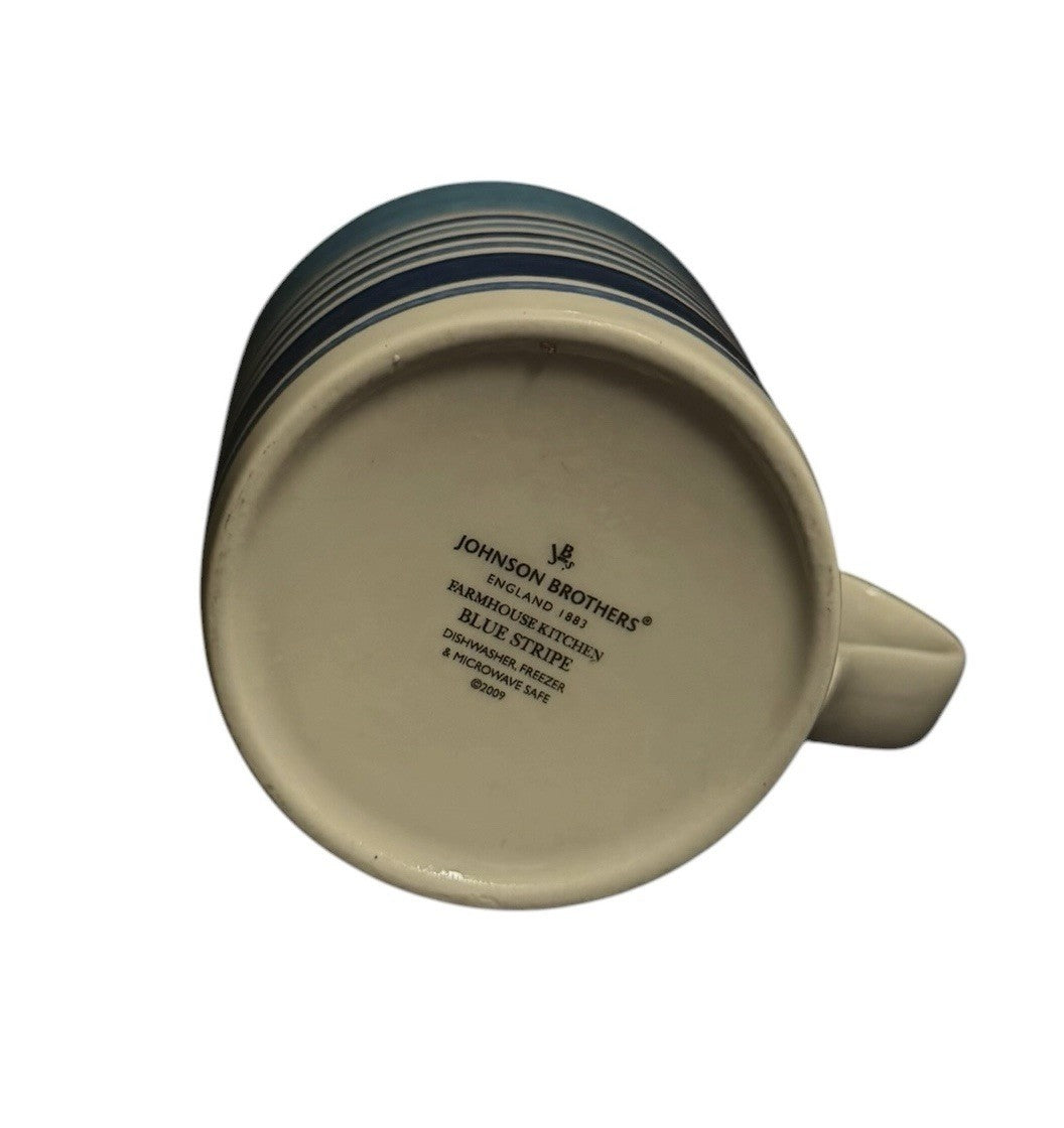 Johnson Brothers Farmhouse Kitchen Blue Stripe Mug Set of 4 Stoneware 2009