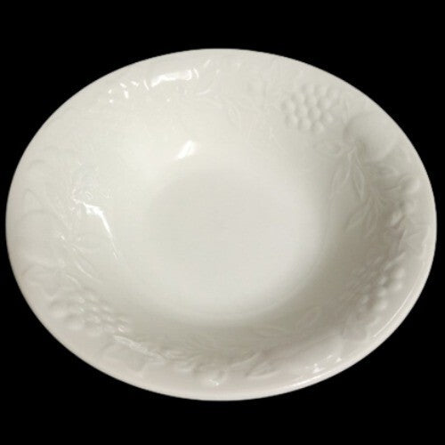 Gibson Designs FLOURISH Vegetable Bowl 9 ½” D White Embossed Fruit Border