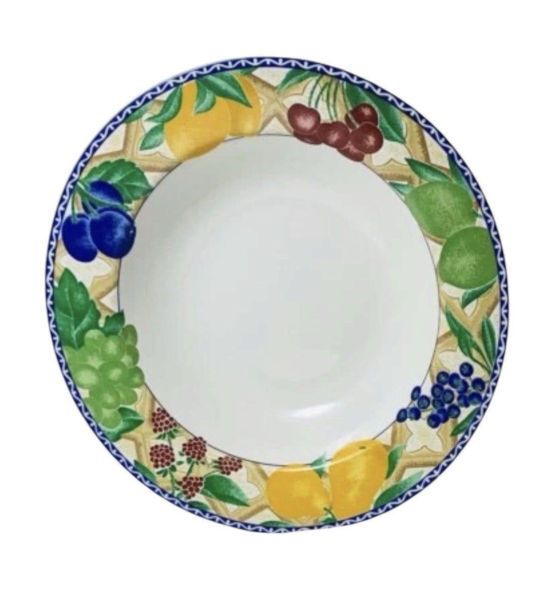 Sango Delight 4869 Set of 6 Rim Soup Pasta Bowls Fruit Border 9.25” Stoneware