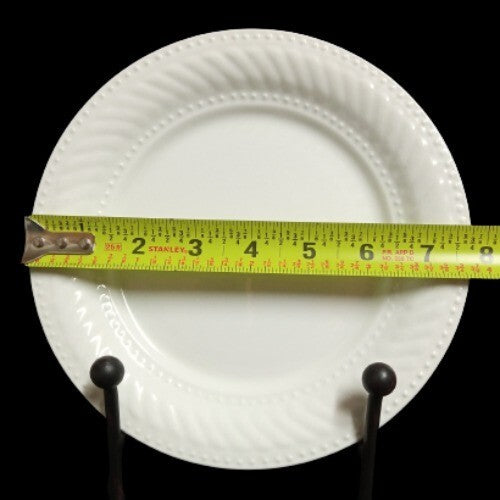 Gibson Designs IMPERIAL BRAID Salad Plate 7 3/4" D White Rope Dots Embossed Plat