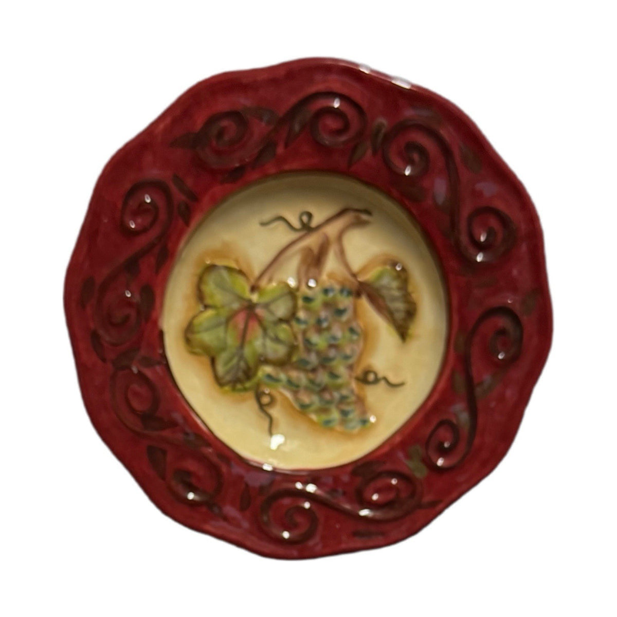 Certified Intl. Kate McRostie Grape Plates Set of 4 Vineyard Red Rim 5.5”