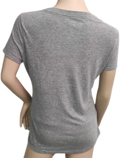 Aeropostale T-Shirt Heart Embellished Sequins L Gray Short Sleeves Crew Neck Top