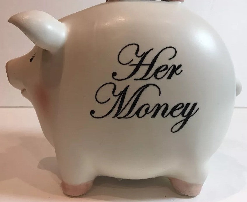 Piggy Bank HIS MONEY HER MONEY C. M. Redwine Savings Coins Ceramic