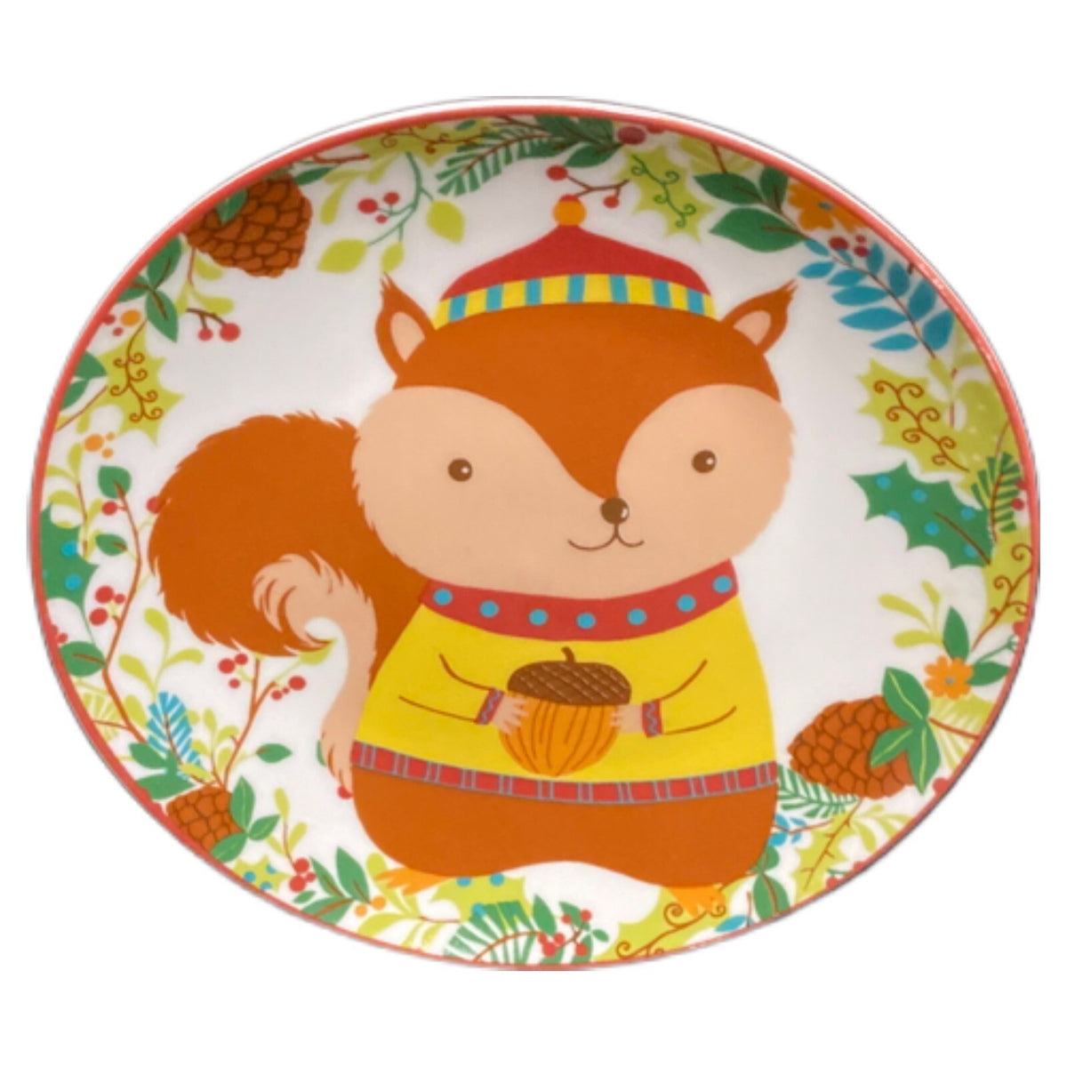 222 Fifth CHRISTMAS FRIENDS Appetizer/Dessert Plate Owl Ceramic Dish  6 3/8" D