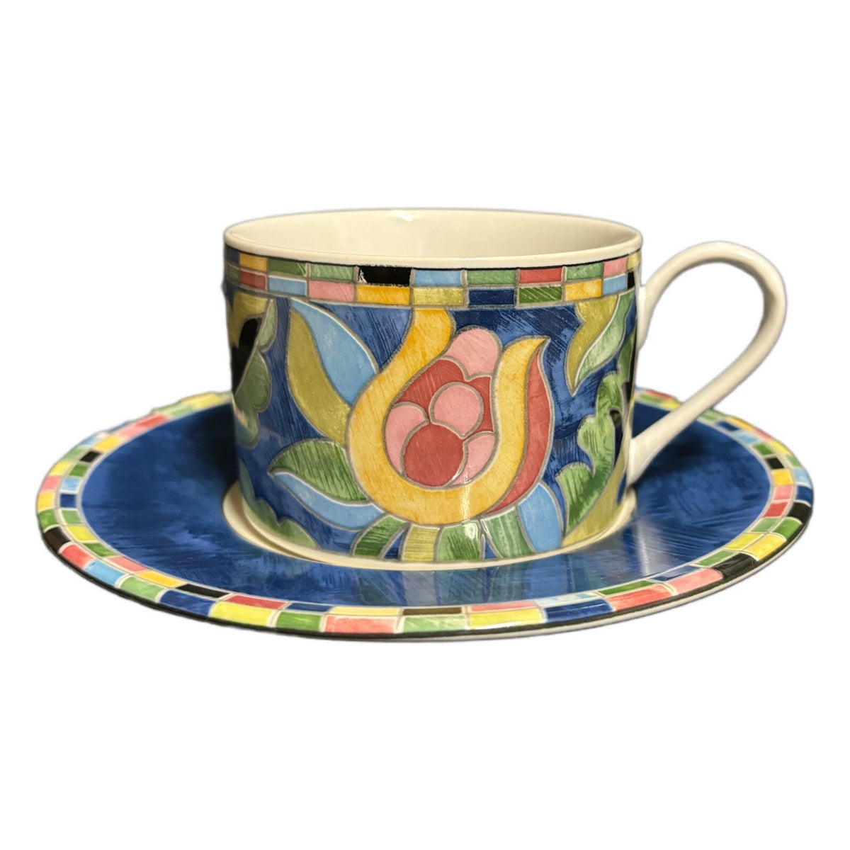 PTS International FANTASIA 2 Cups 2 Saucers Stoneware Coffee Tea