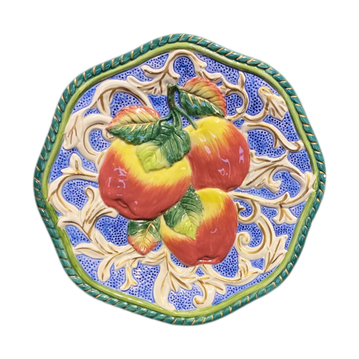 Fitz & Floyd Florentine Apple 3D Relief Canape Accent Plate Italy Style