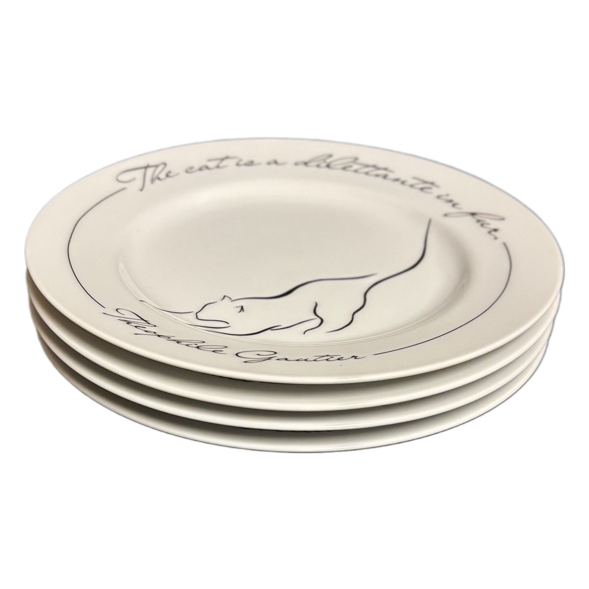 The Monkey and the Peddler 4 Salad Plates and 1 Bowl MINOU Cat Plates LIZ ROSE