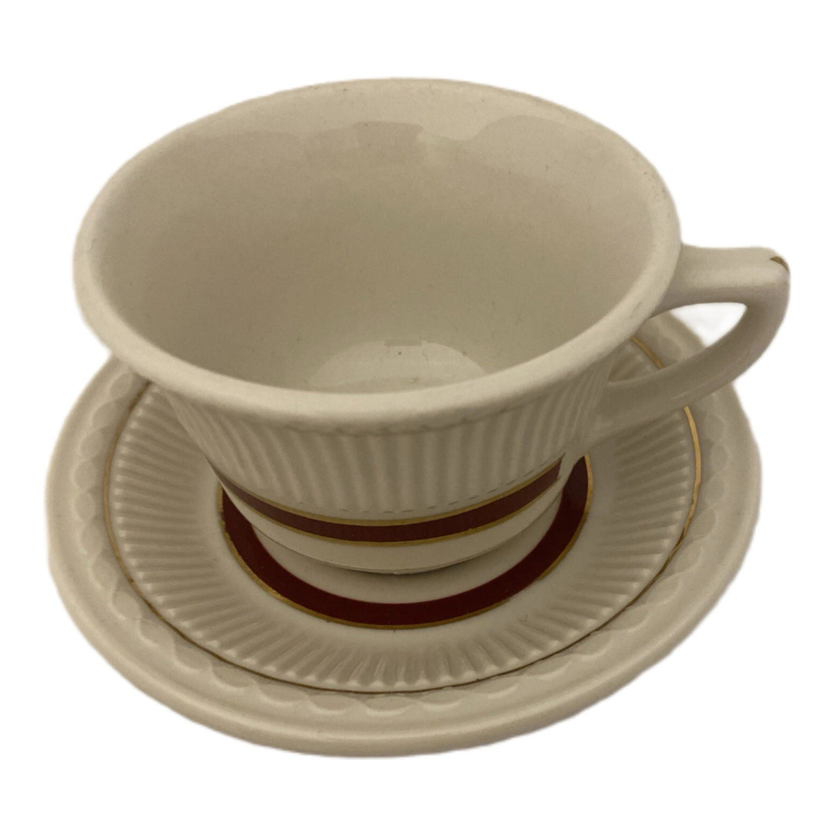 Shenango China Cups & Saucers 4-Laurel Red Gold Embossed USA Restaurant Ware