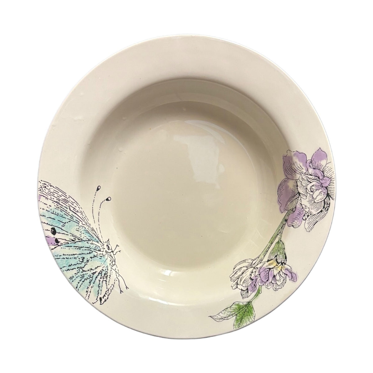 Edie Rose Home 4 Rim Soup Bowls PEACOCK COLLECTION Porcelain Pasta Dish 9 1/8"D