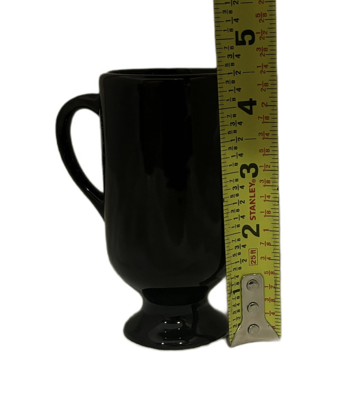 Irish Pedestal Mugs Irish 2-Footed Cups Black Ceramic Coffee Tea Drinkware