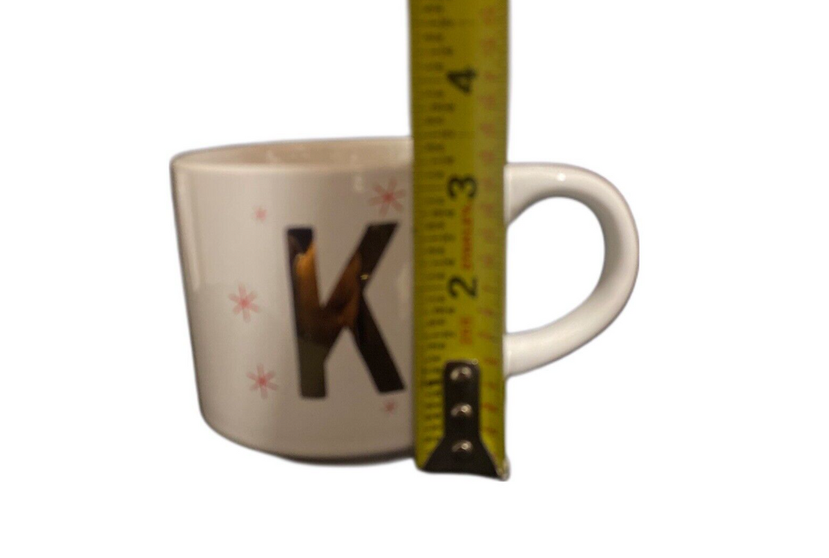 Threshold Monogram K 2-Mugs Gold Letter & Winter Red Starburst Coffee Tea Cup