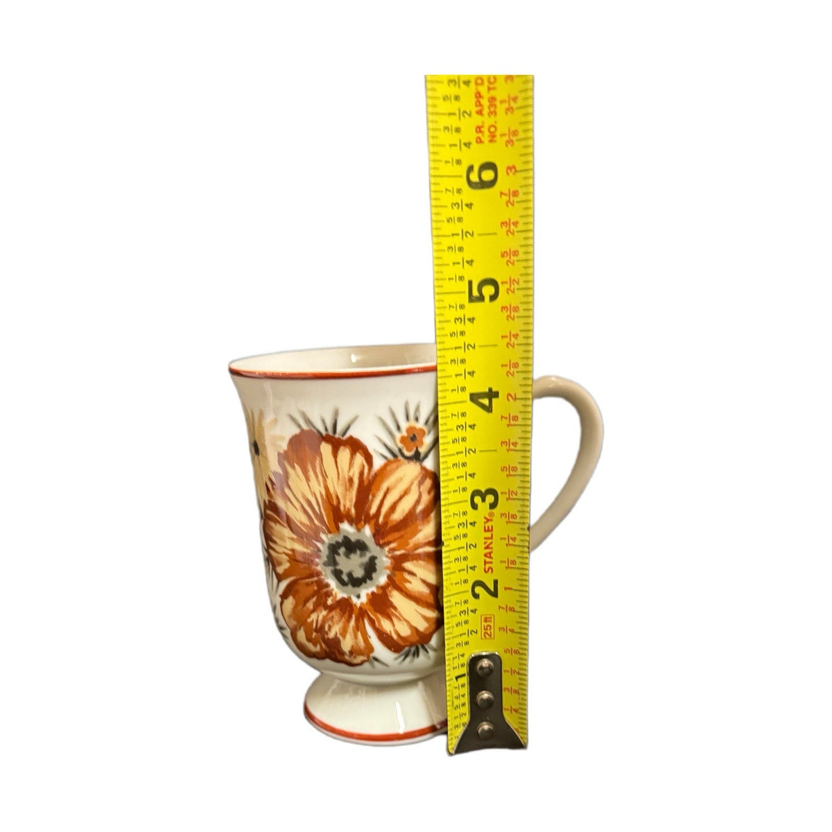Royal Domino Mountain Wood Porcelain Mug – Floral Footed Cup Japan 5.5”