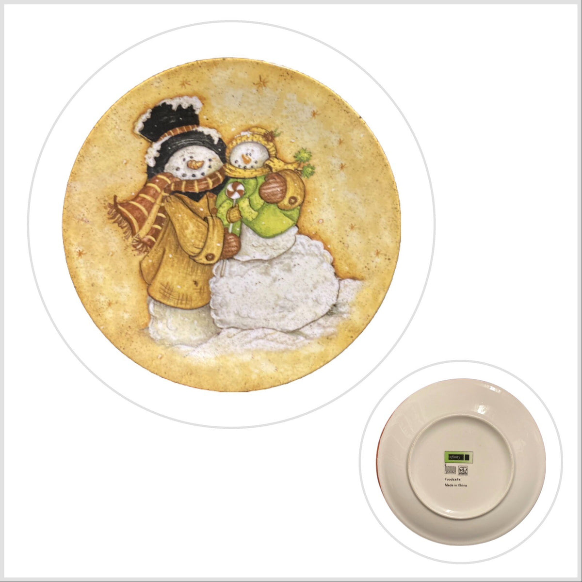 Home Gallery NFINITY Christmas Snowman Plate 8” Holiday Salad Dessert Dish