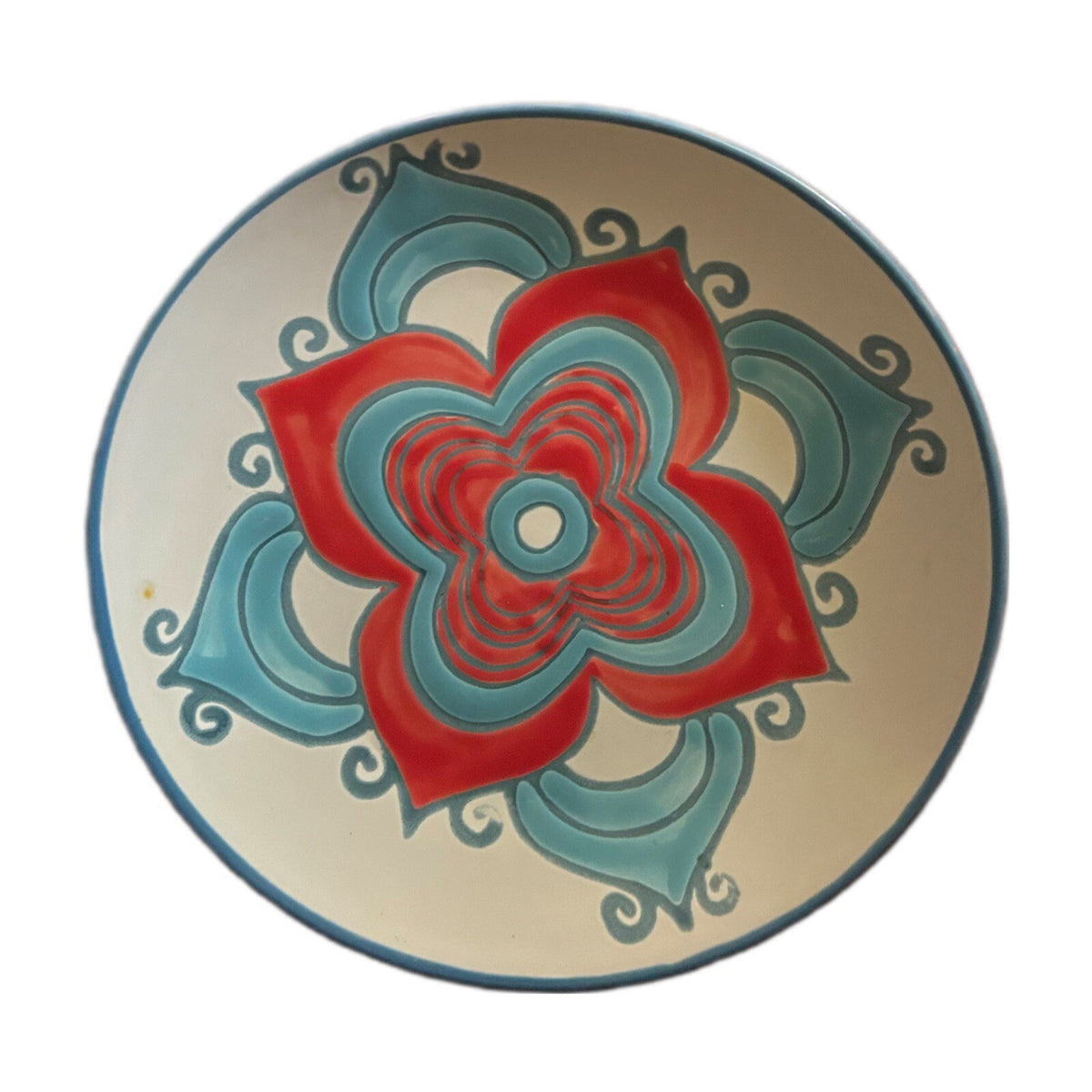 SPECTRUM 4-Appetizer Plates Floral Ceramic Assorted Geometric Designs Dessert