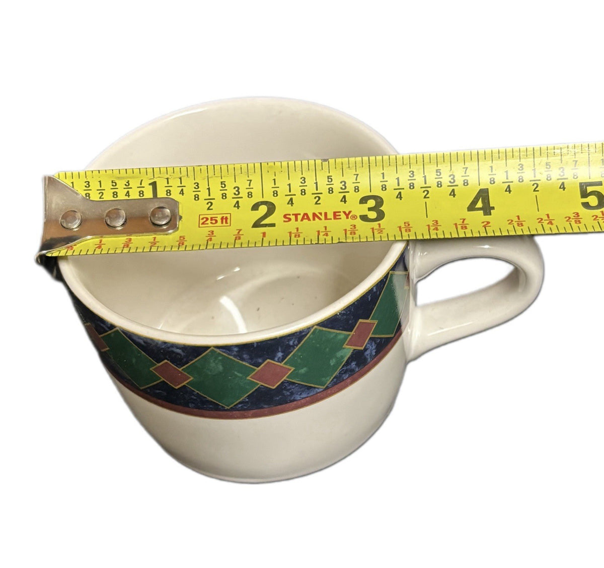 Pfaltzgraff AMALFI Classic 4-Cups 4-Saucers Tea Coffee Ceramic Geometric Design