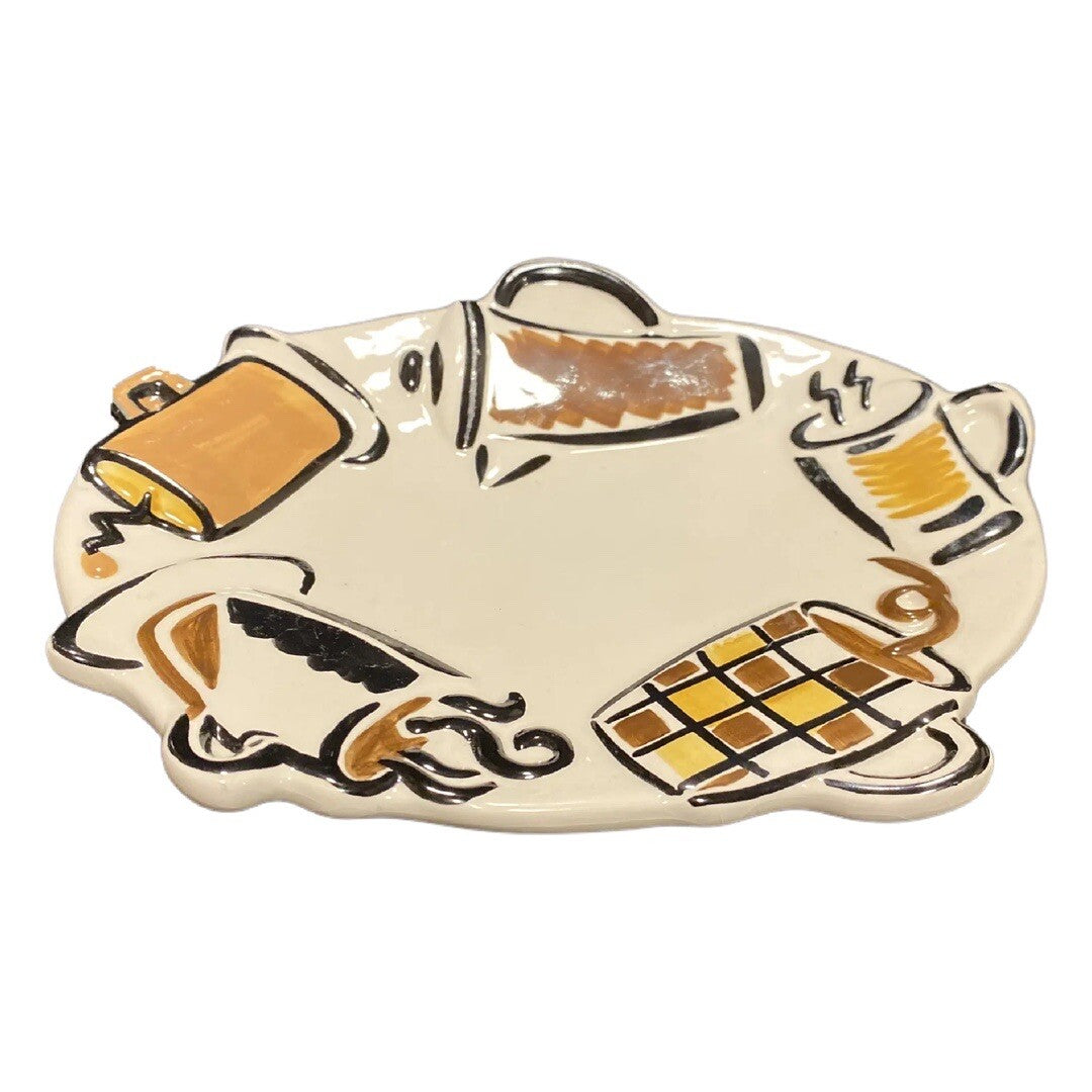 Studio Nova Dessert Snack Embossed Oval Plates Café Pattern -KT 550