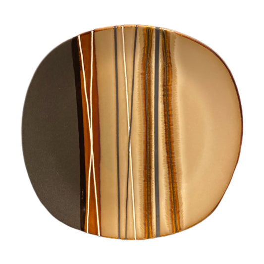 Home Trends BAZAAR BROWN 5-Dinner Plates Square 10 3/4" D Stripes Stoneware