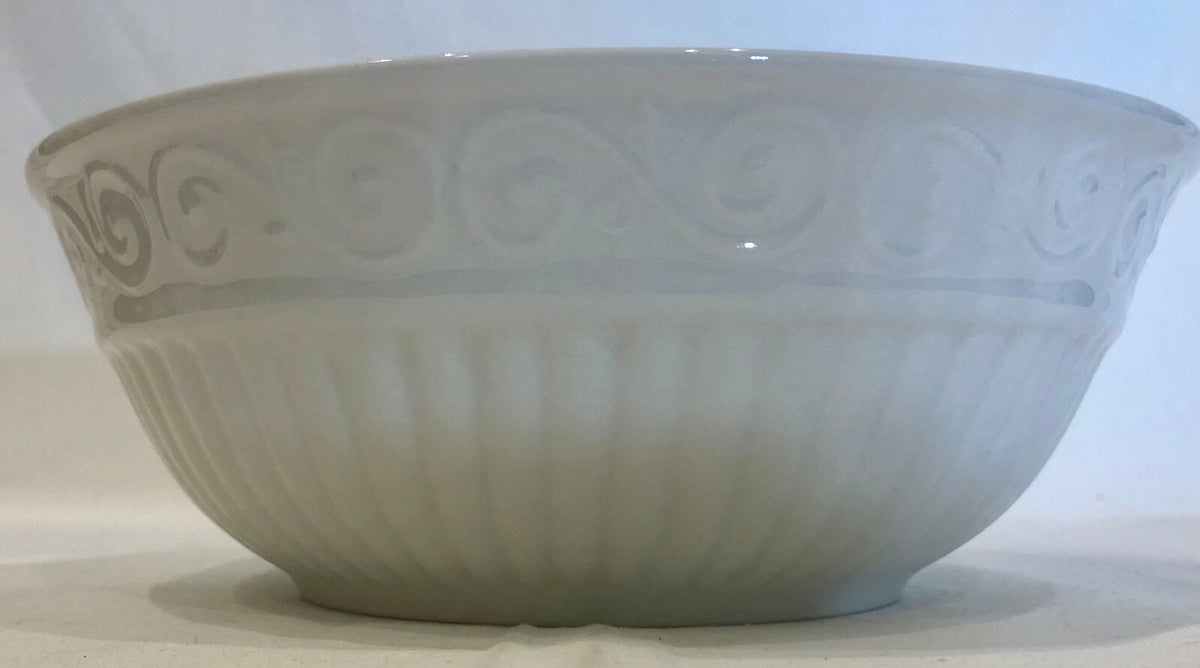 Gibson Designs Claremont Dinnerware Collection Embossed Scrolls/Columns No Trim