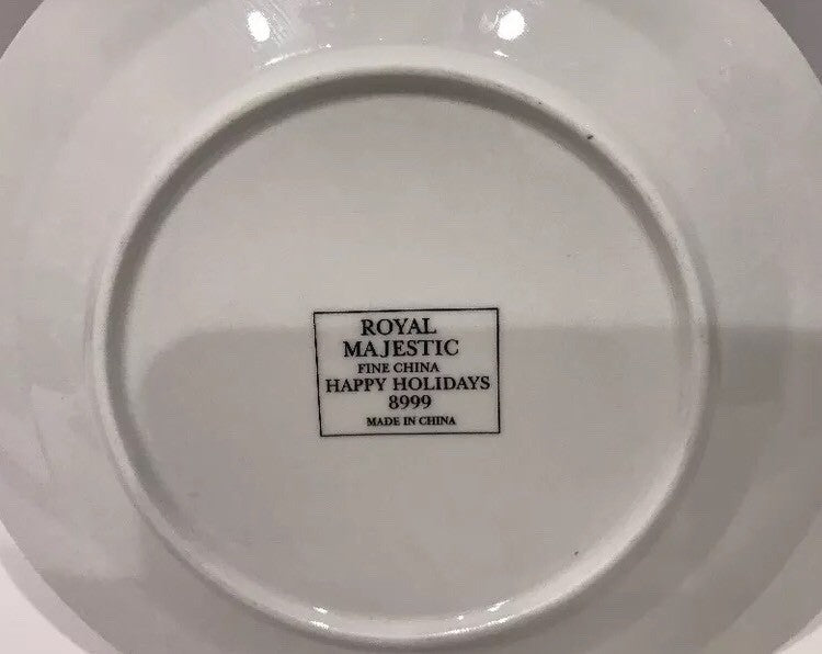 Set of 3 Royal Majestic Happy Holidays Fine China Salad/Dessert Plates 8999 