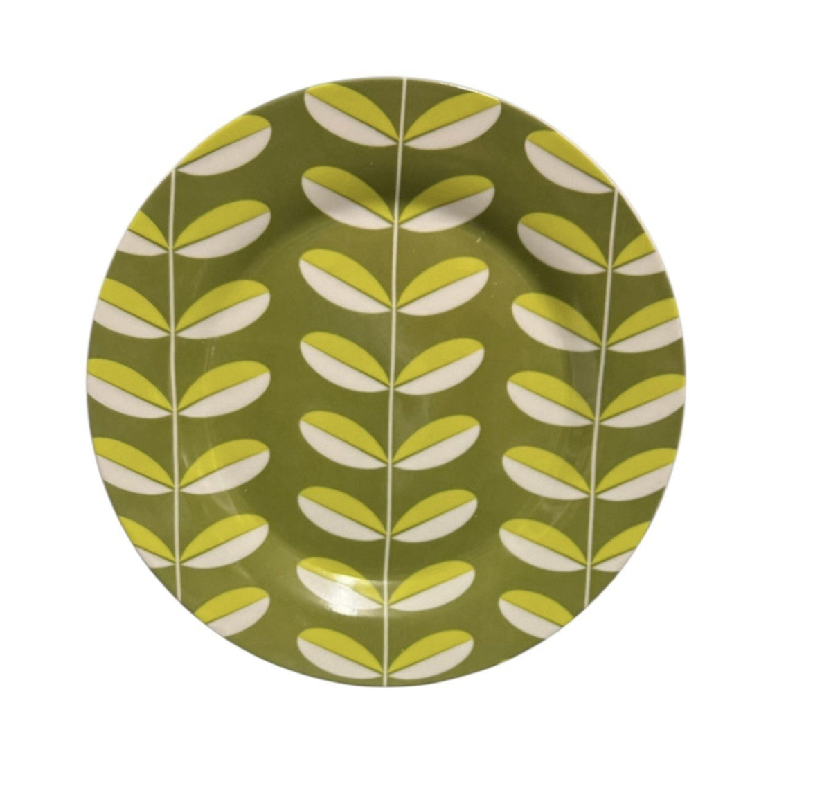 DANICA  2 Salad Plates Porcelain Appetizer Dessert Breakfast Set Green Leaves