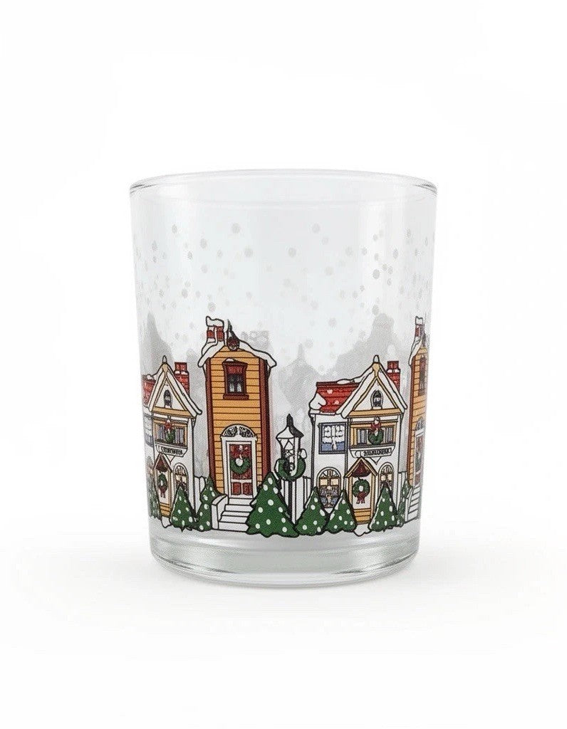Luminarc D’Arques Dublin 1992 Christmas Village Rocks Glasses Set 4