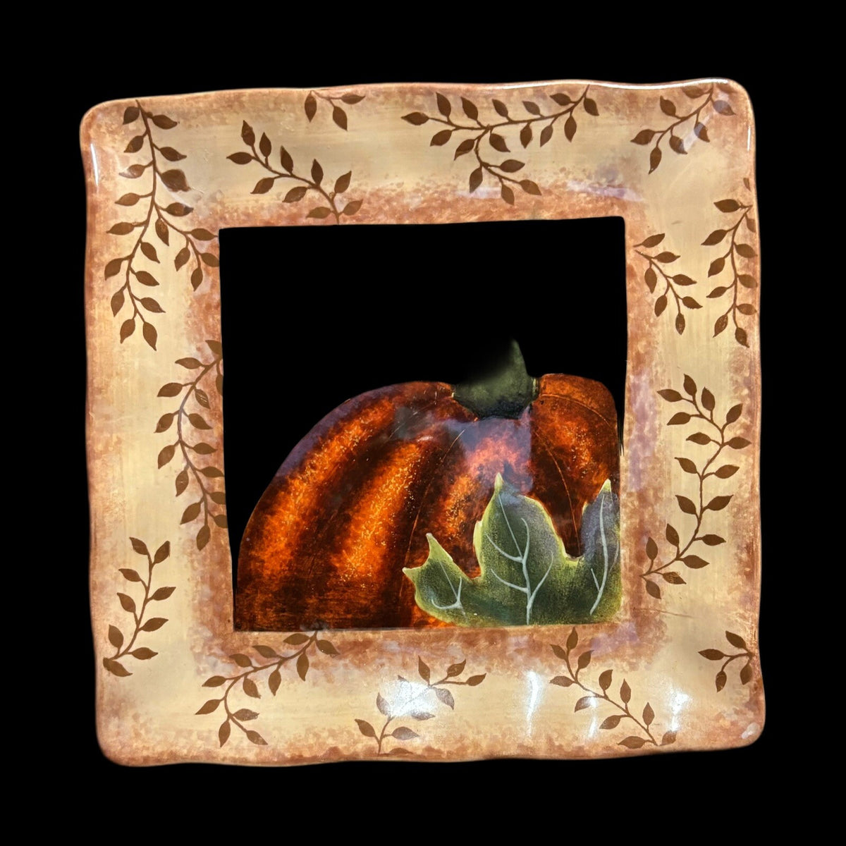 JUDY WESTEGAAR 2-Salad Plates Certified International Pumpkin Squash Square Dish