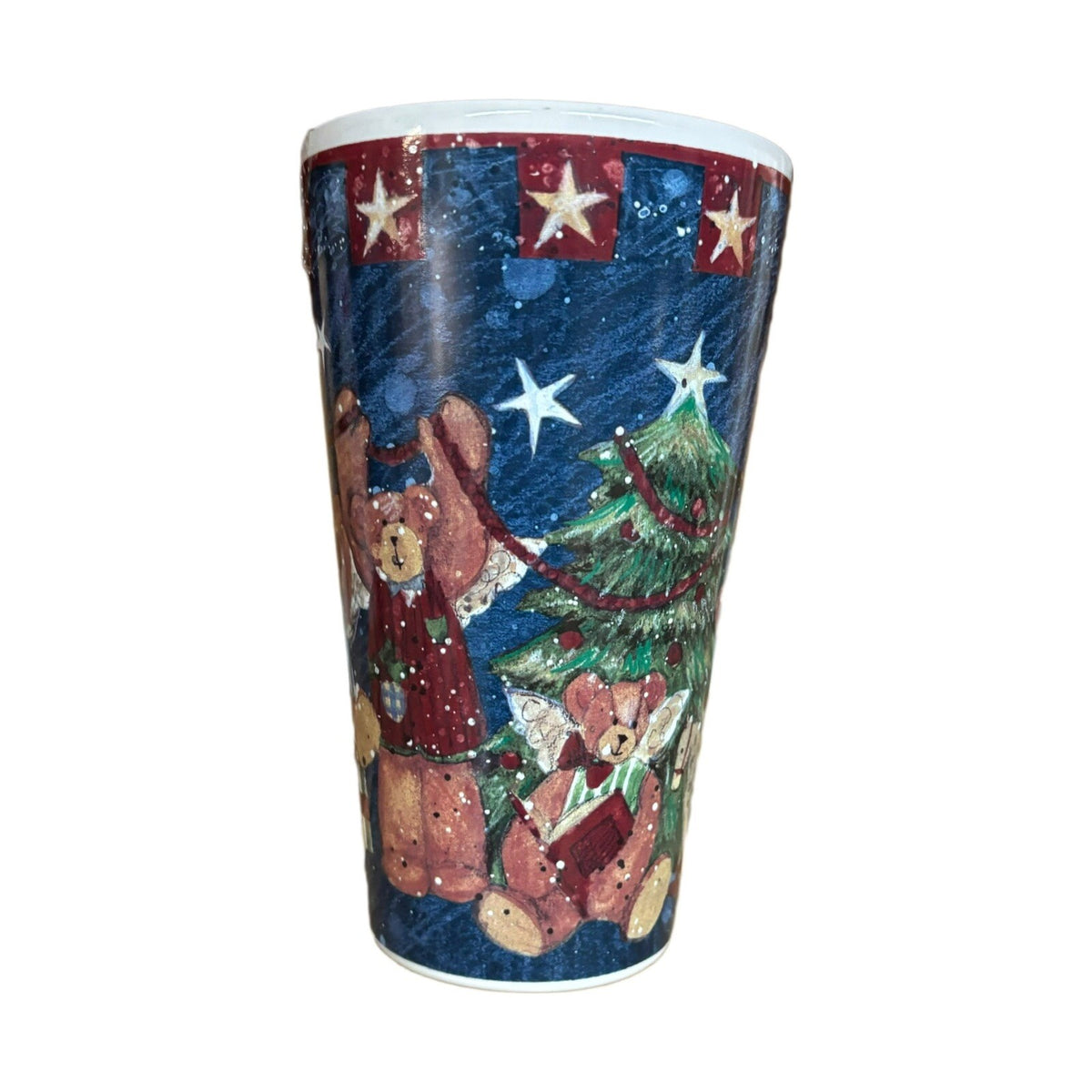 SUSAN WINGET Latte Mug Christmas Certified Int'l Ceramic White Tumbler Tall Cup