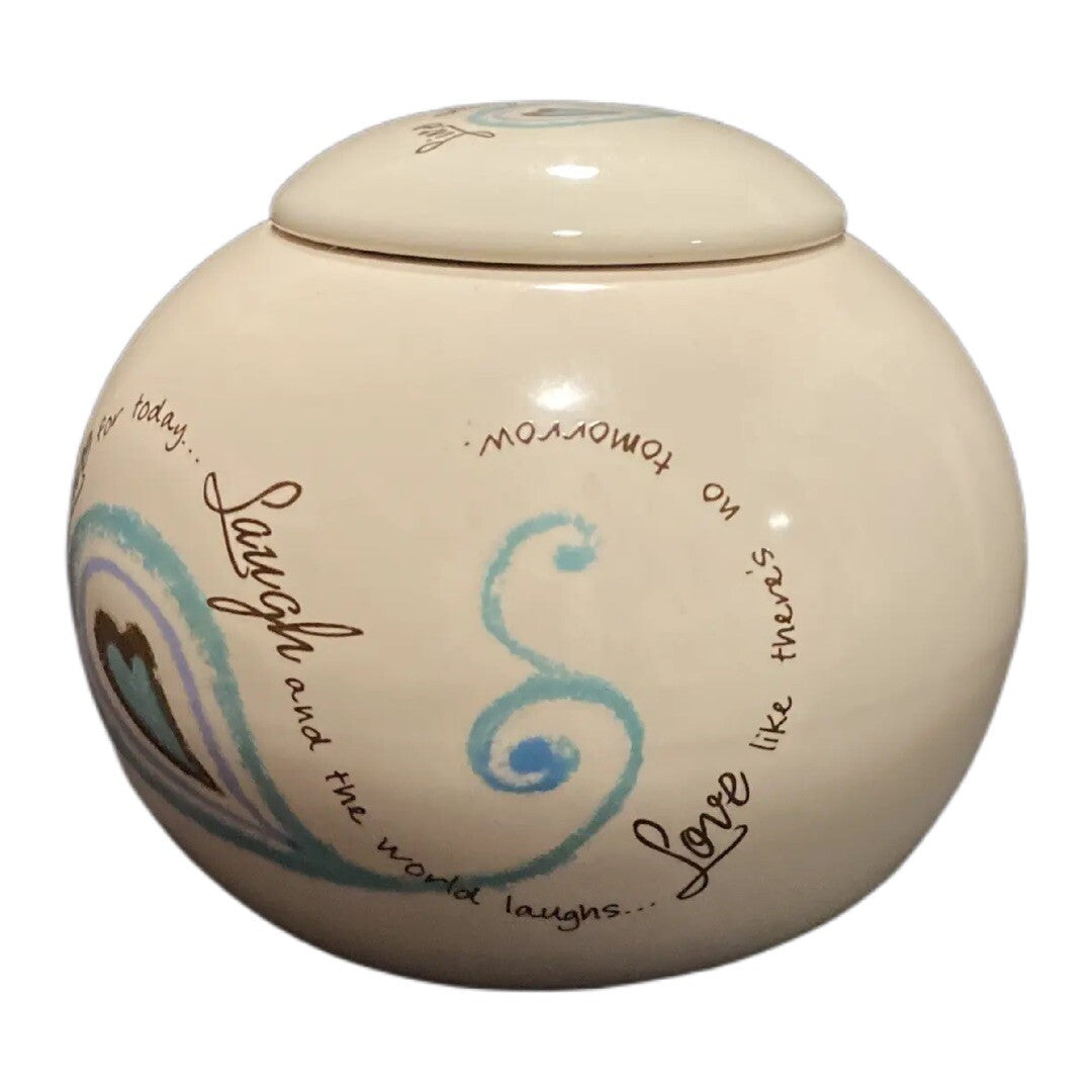 LIFE IS A CIRCLE CARSON Round Tealight Candle Holder & Lid  LIVE LAUGH LOVE-