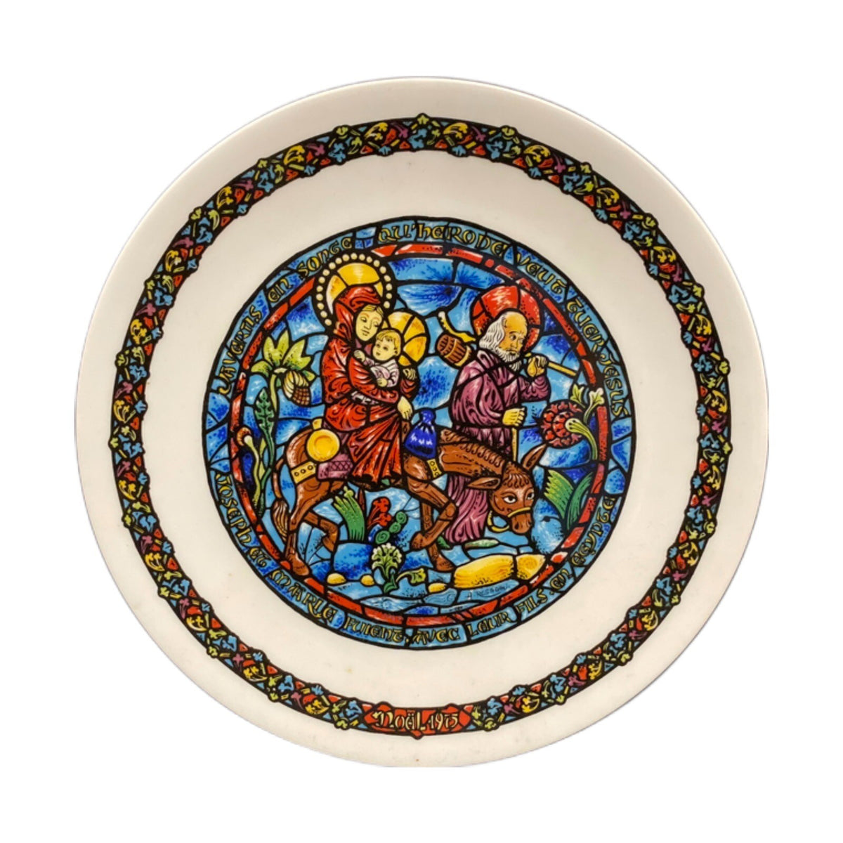 D’Arceau Limoges 4-Noel Vitrail Porcelain Plates Christmas Holiday Season