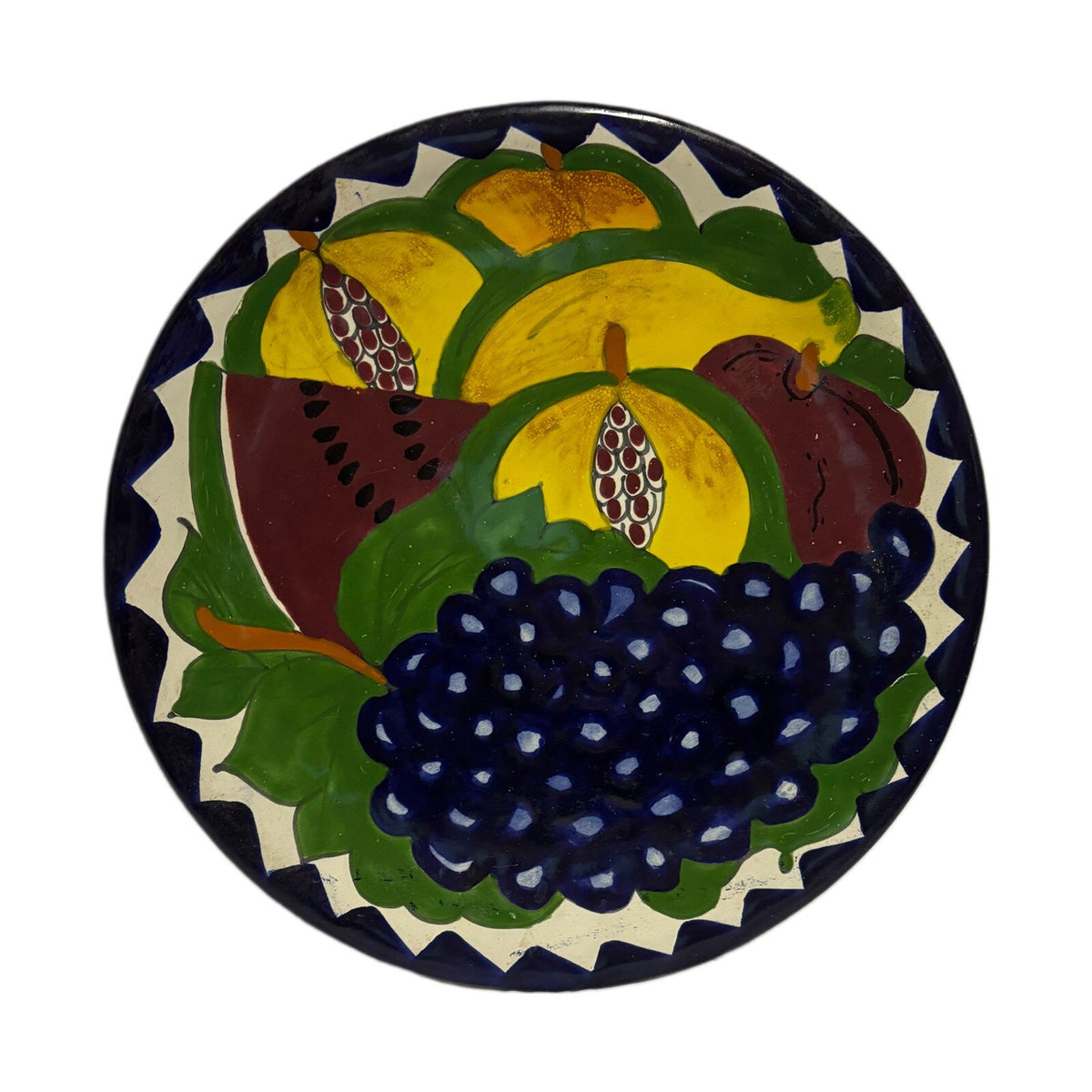 Vintage TALAVERA Plate Hand Painted Mexico Pottery Lead Free Wall Art 11.5 ”D
