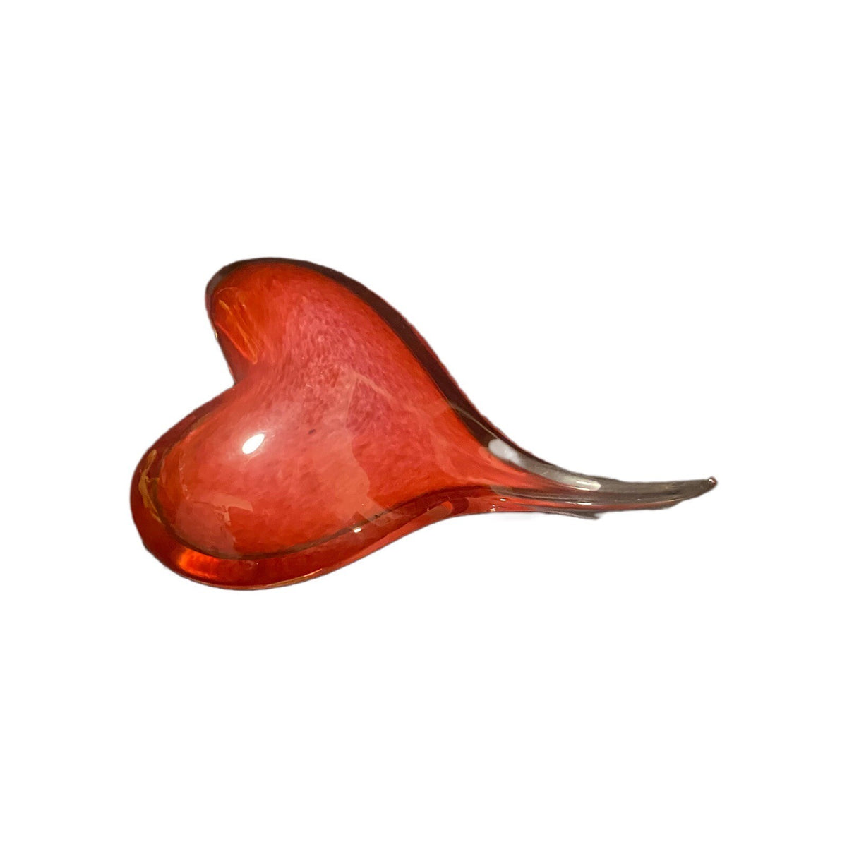 Red Heart Shaped Art Glass Hand Blown Home-Office-Tabletop Decor