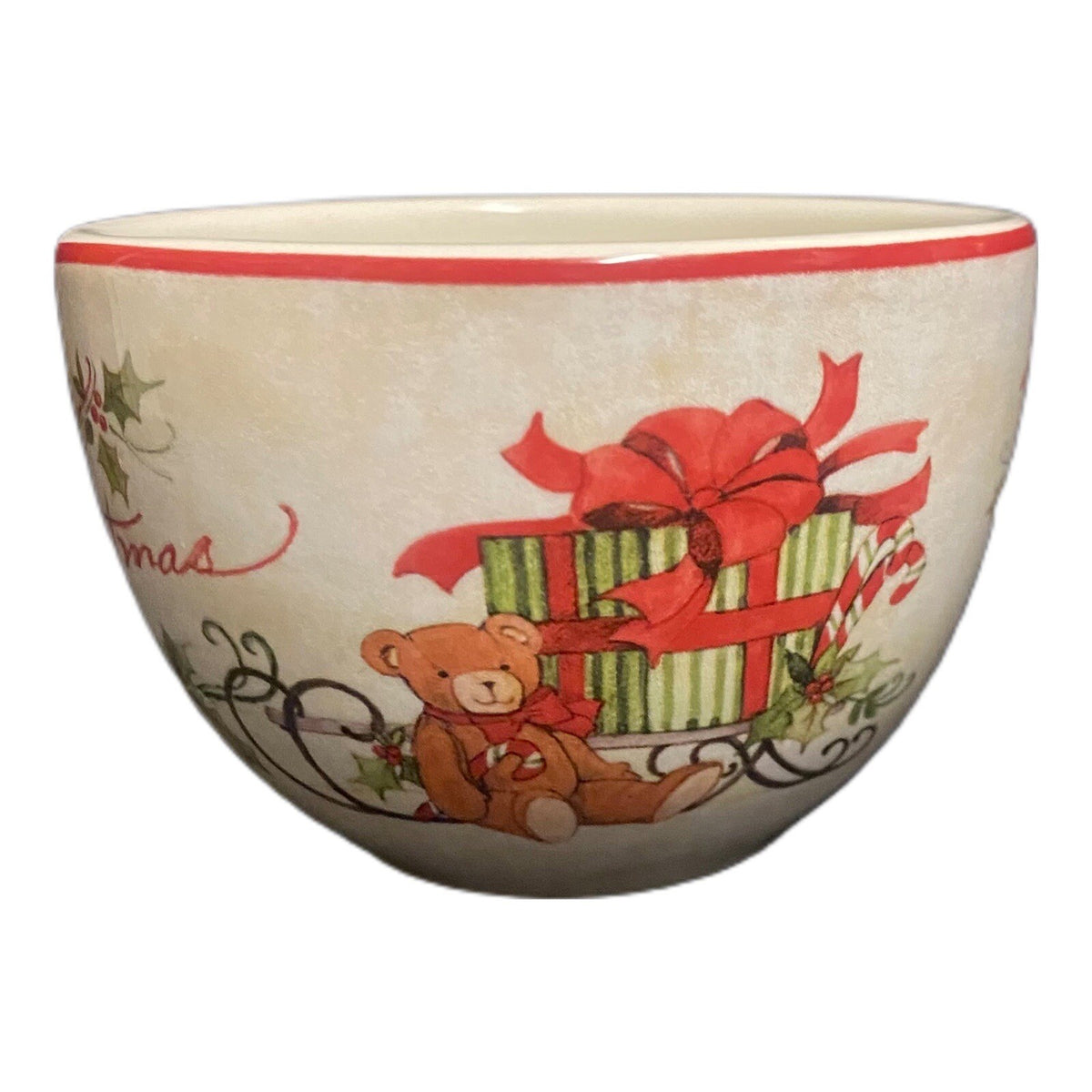 SUSAN WINGET 4-TidBit Bowls Merry Christmas Certified International Fruit Cups
