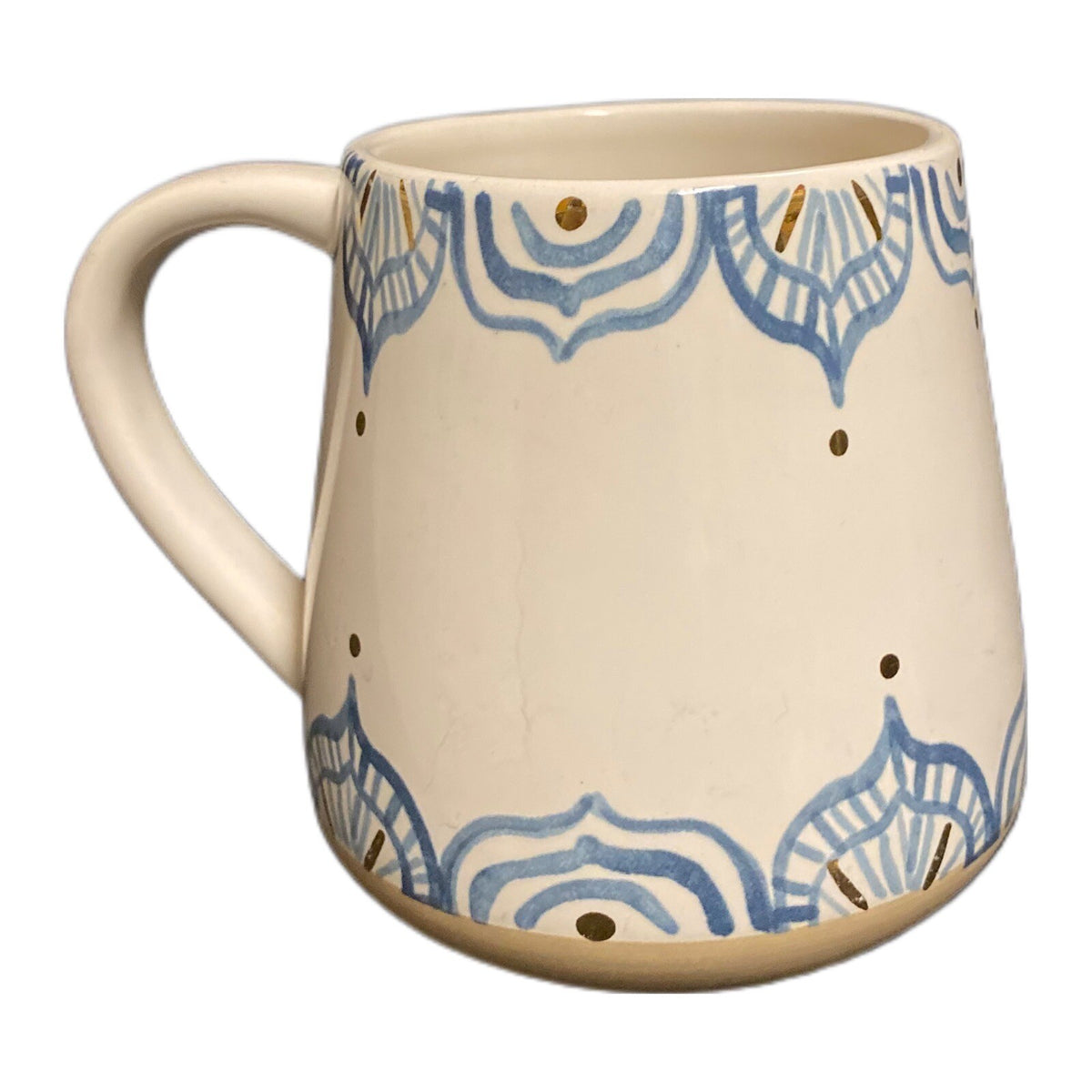 Paper Destiny Inspirational Mug Blue Abstract Art Design Gold Trim Tea Cup