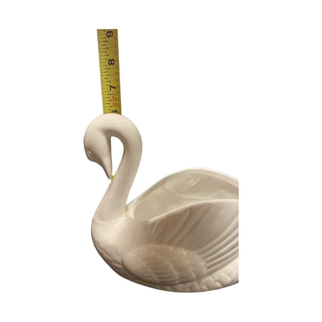 Swan Shape Ceramic White Planter Vase Figurine Cactus Pot Home Garden Desk