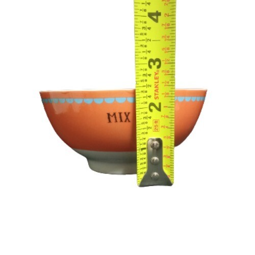 Gibson KITCHEN GEAR SNACK Bowl 5"D Orange Blue Hearts Rim Mix It Up Mixer Design