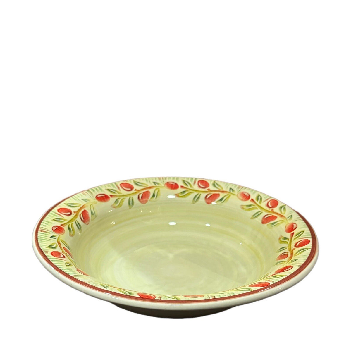 Crate & Barrel JAM Serving Bowl Ceramica Red Olive Pasta Vegetables Salad Italy