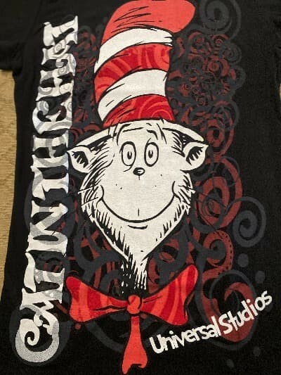Dr. Seuss Cat In The Hat Universal Studios Black Graphic T-Shirt Women’s Small