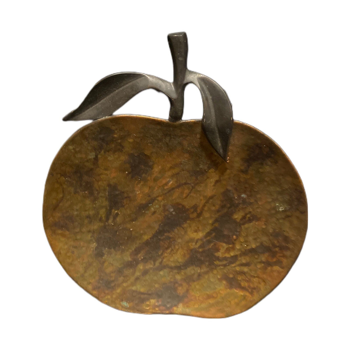 Hammered Tray Apple Shaped Metal Brown Decorative Home Decor India 14” L X 12” W