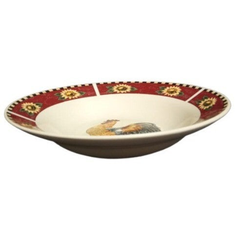 Gibson Designs BREWSTER ROOSTER Rim Soup Bowl 8 7/8" D Ceramic Dish Sunflowers