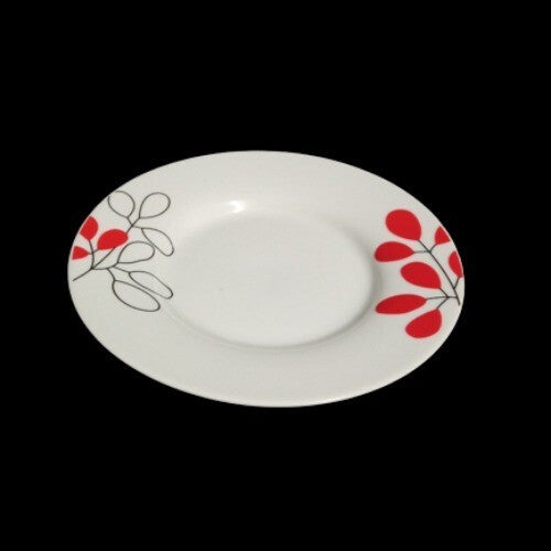 Gibson SCARLET LEAVES 3-Saucers Plate 6 ¼” Floral Ceramic
