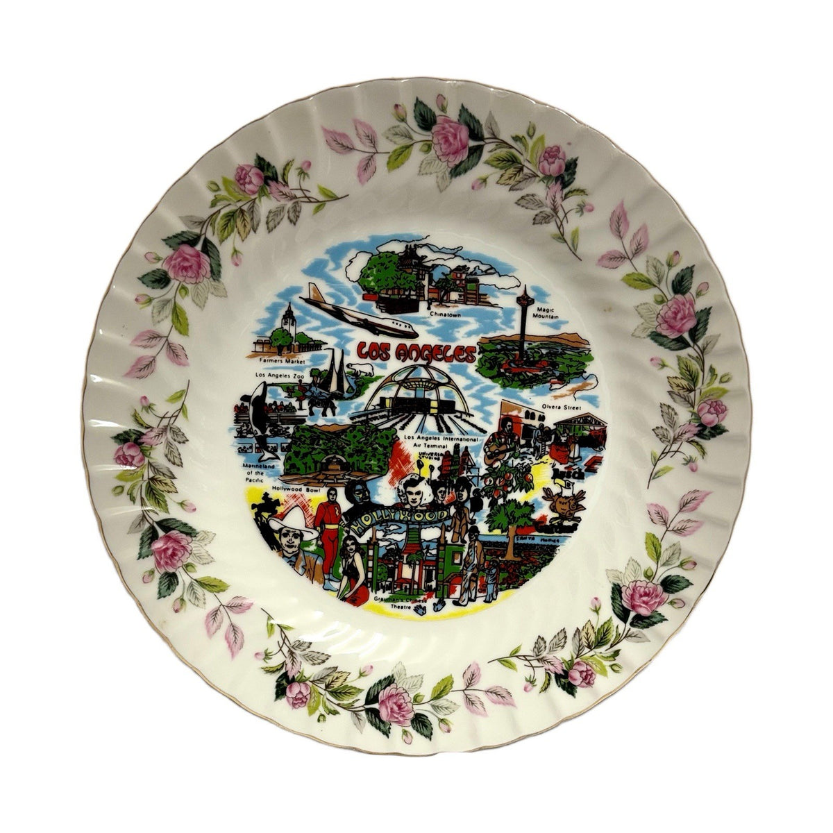 Vintage Los Angeles Plate California Souvenir  CREATIVE Fine China  2345 Japan