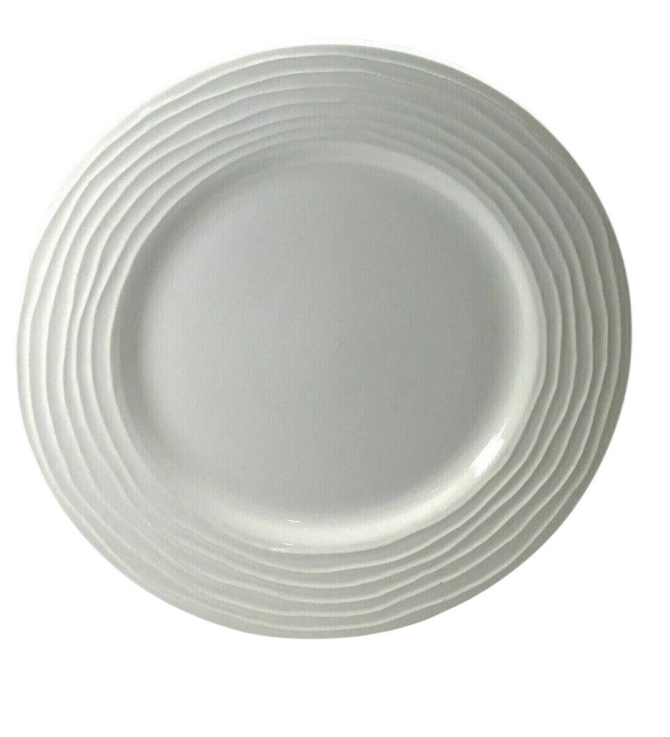 Pier 1 Ashlee Earthenware Set Of 5 Salad Dessert Pates 8 5/8" D White Turkey