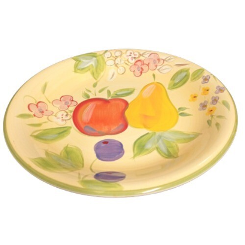 Gibson Designs FRUIT GROVE 4-Dinner Plates Apples Pears 11 1/8”D Fruit & Flowers