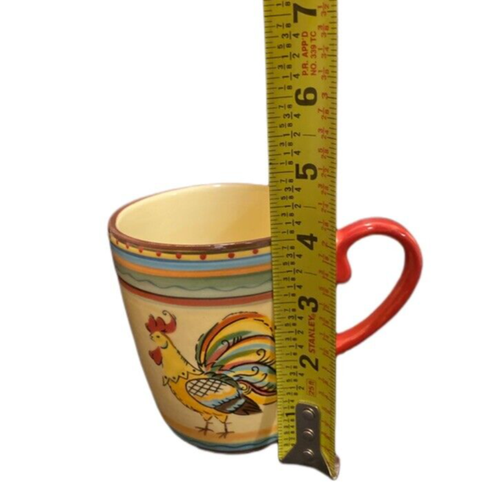 Tabletops Gallery Rise & Shine Rooster Mugs Set of 4 12 oz Farmhouse